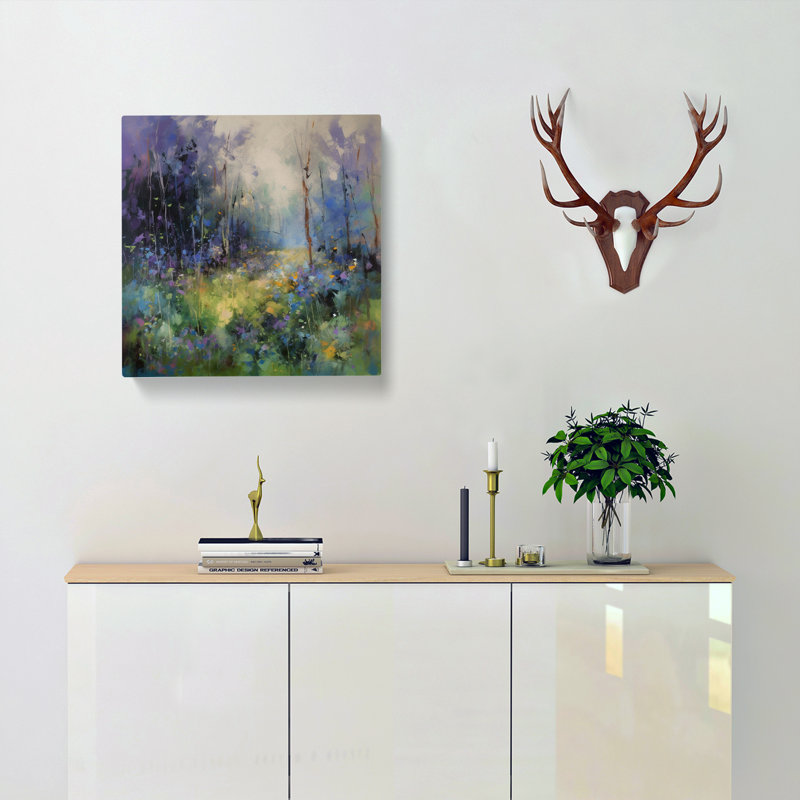 Bluebell Field Gestural Art No.2 - Wrapped Canvas, 35cm H x 35cm W x 3cm D
