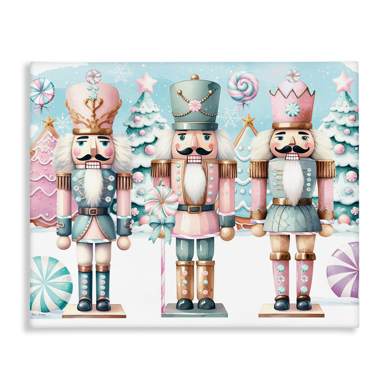 «Pastel Nutcracker Trio», art mural sur toile par Nicole DeCamp, H 36 po x l 48 po