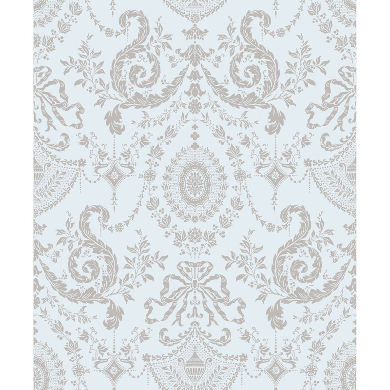 Damask Wallpaper Roll, Sea Foam