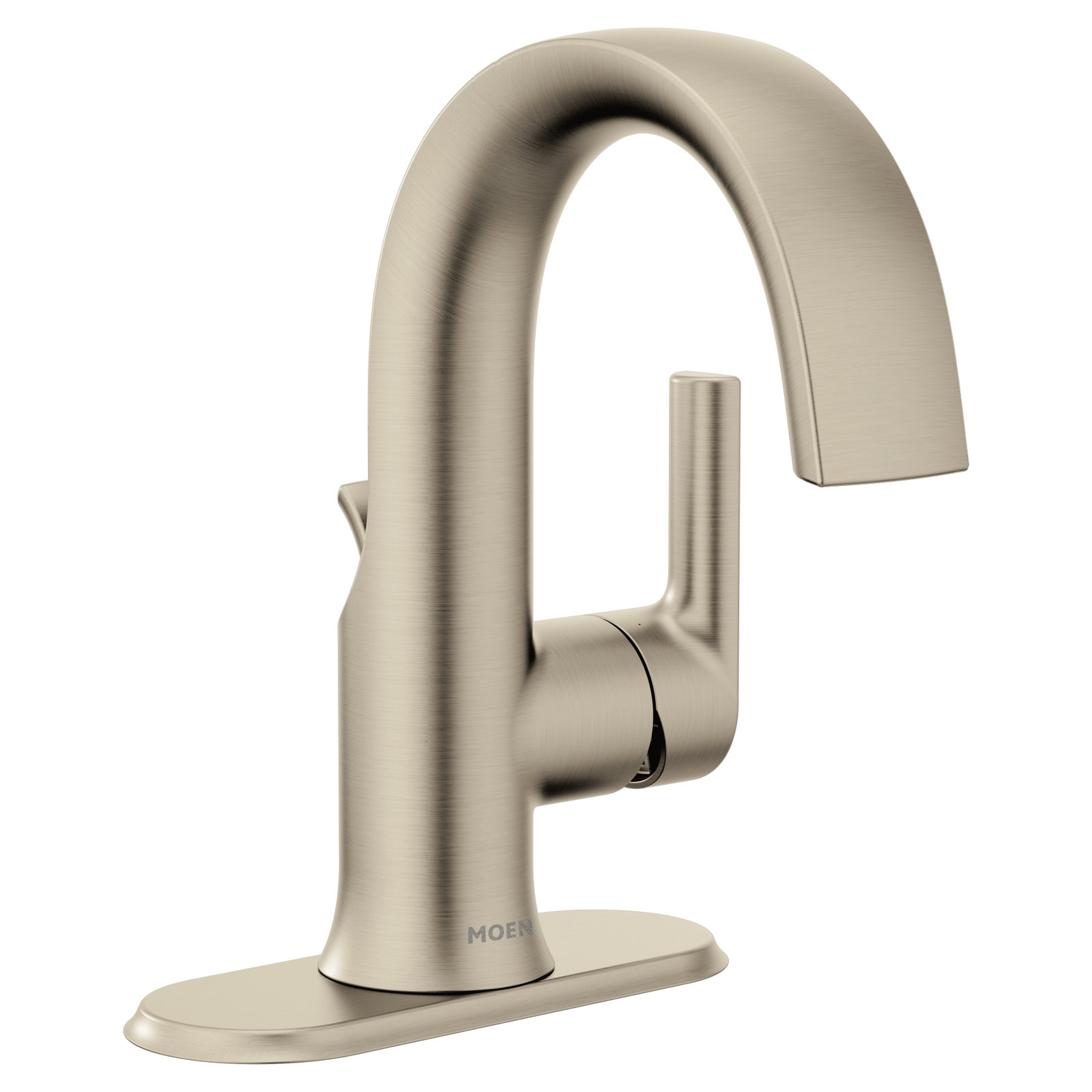 Doux Single-Hole Bathroom Faucet with Drain, Brushed Nickel