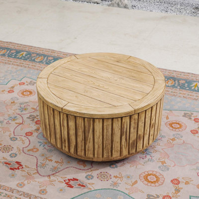 Brown Round Coffee Table – Terrafab Composite Material With Iron Frame