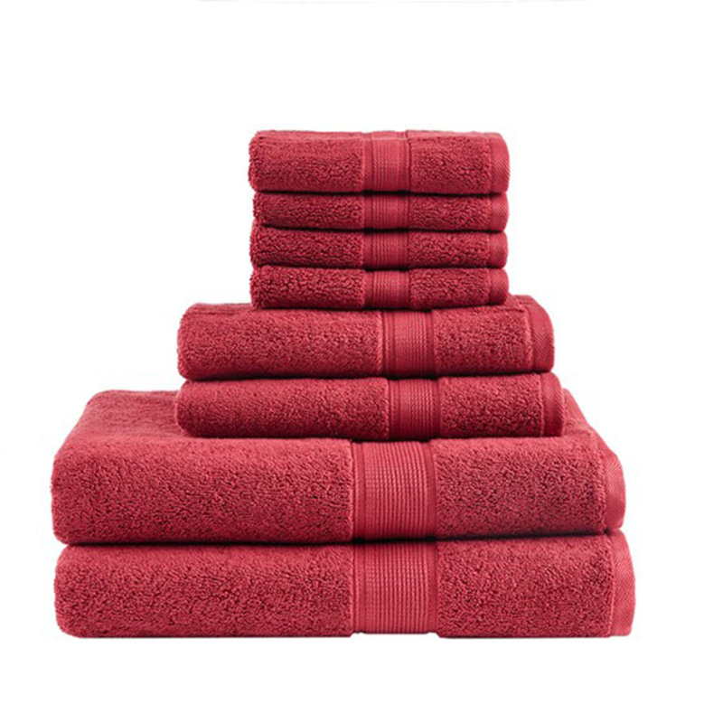 Gracie Mills Eulalia 800 GSM Cotton 8-Piece Antimicrobial Towel Set, Red