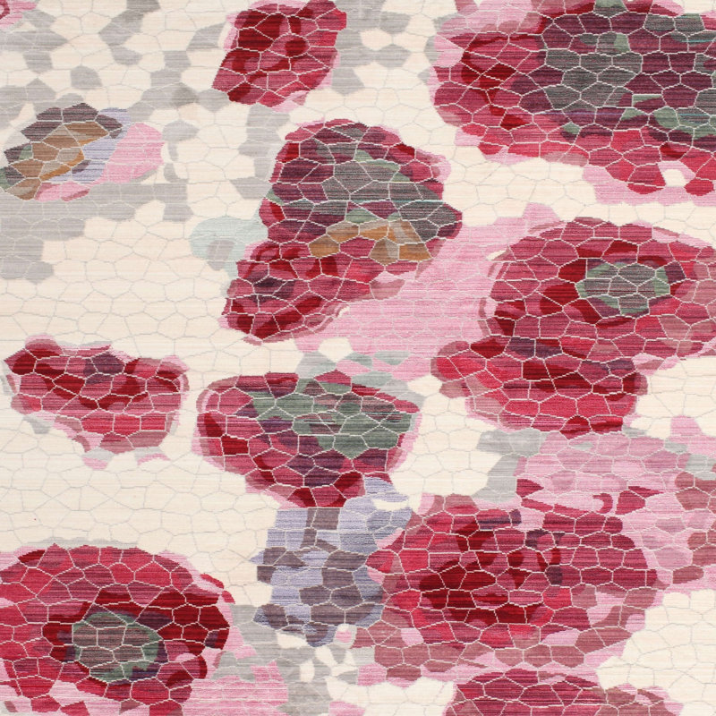 Tapis contemporain rouge, Carré 5 pi