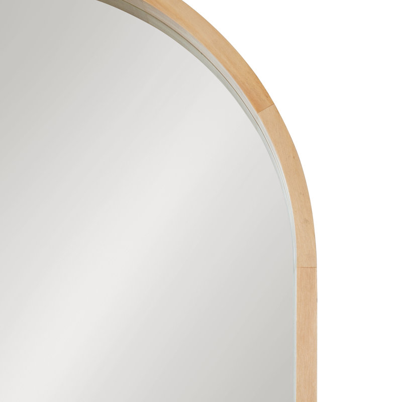 Miroir plat en bois massif Roberts, Naturel