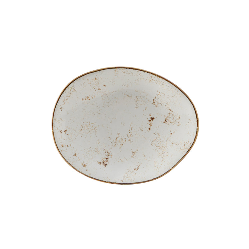 Artisan Ellipse Appetizer Plate, Geode Agave White