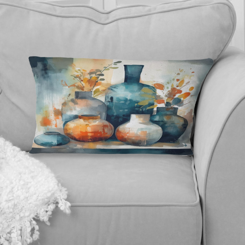 Coussin bleu et orange artisanal Boho Pottery I - Boho Pottery
