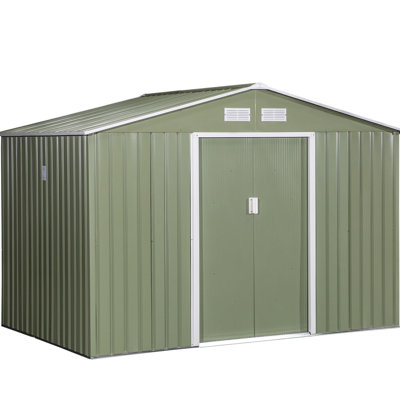 Outdoor Shed 9' X 6', , For Pool Supplies & Garden Tools 6' - 4 Vents, 2 Sliding Doors, Backyard, Garage, Lawn Storage Placement