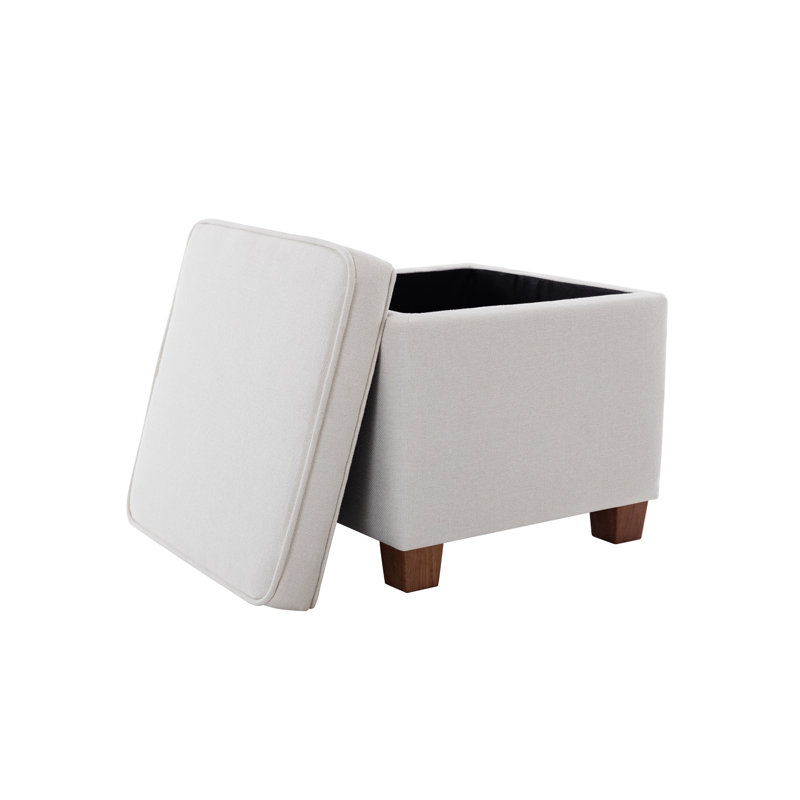 17.5" Square Storage Ottoman With Lift-Off Lid Wooden Legs For Living Room/Bedroom/Entryway