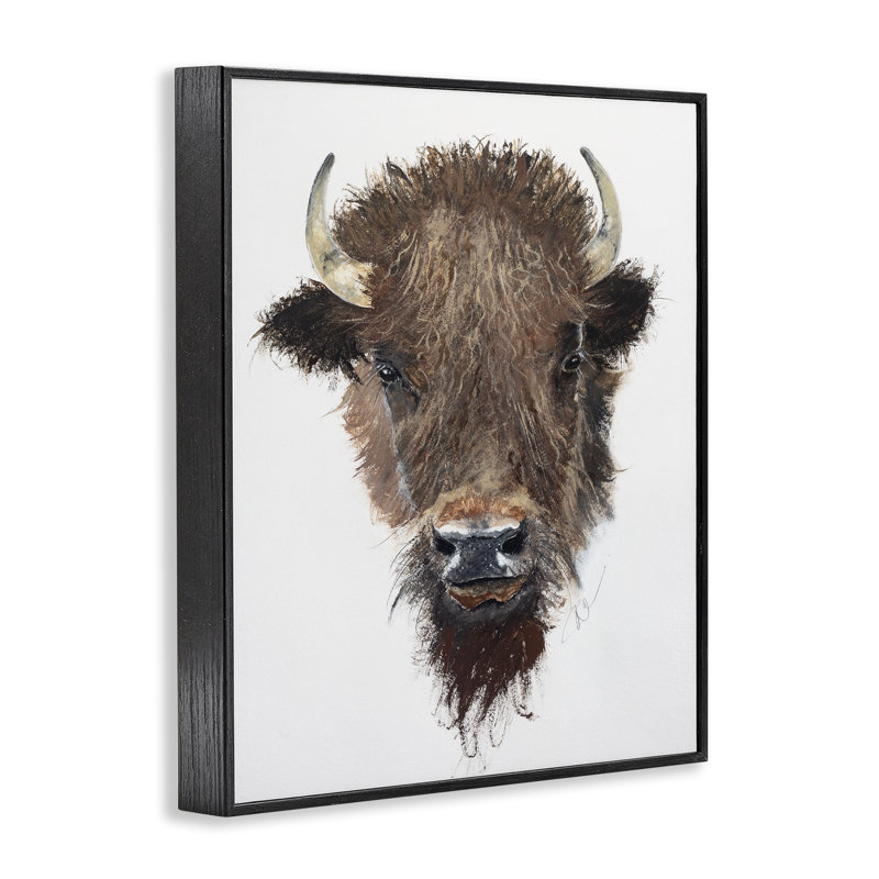Bison de l'Ouest, estampe numérique par Filippo Ioco, Giclée encadrée noir minuit, H 14 po x l 11 po
