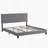 King Size Upholstered Platform Bed Frame, Button - Tufted Linen Headboard, Wood Slat, Gray-167936490-167936488-167936404