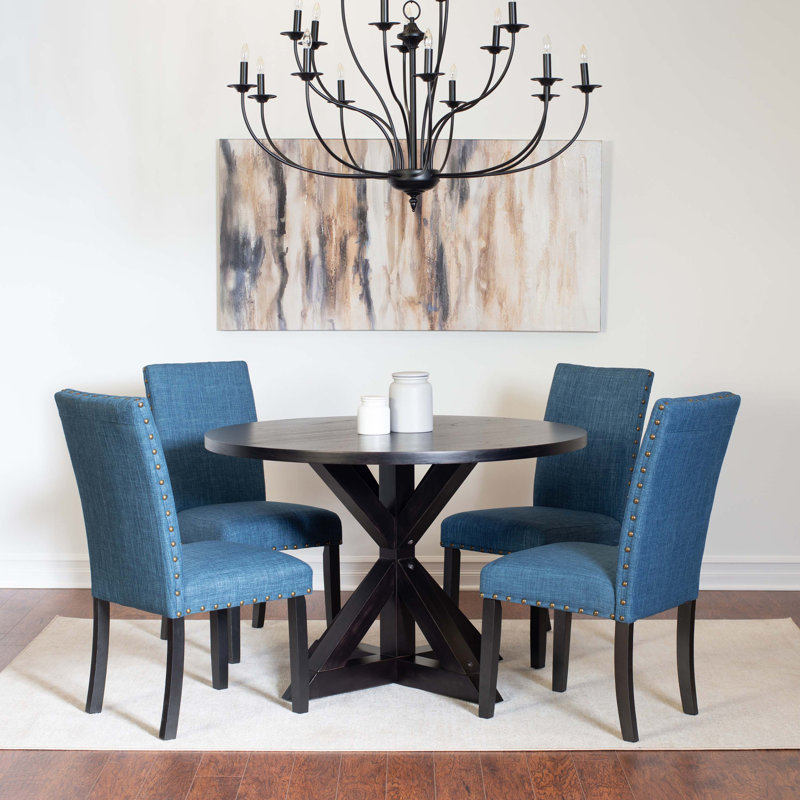 Ensemble de salle à manger 5 pièces, table à manger croisée avec 4 chaises élégantes