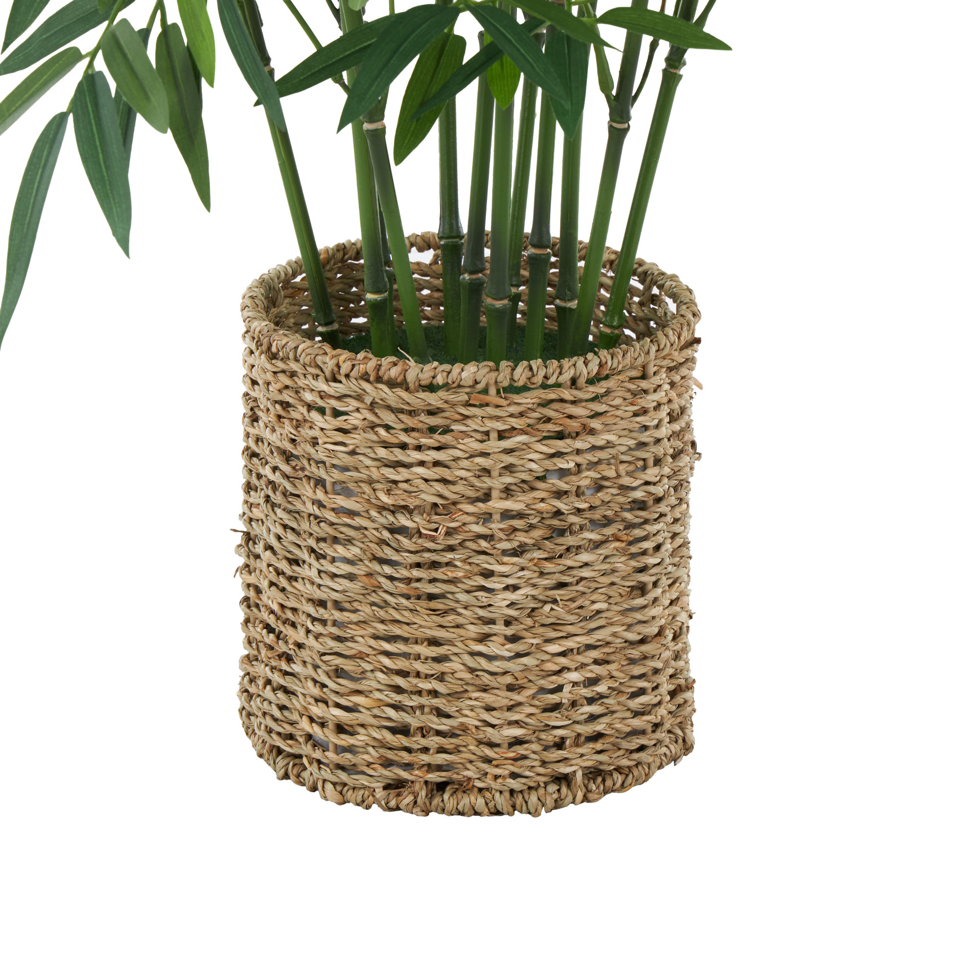 Cole And Grey Faux Foliage Artificial Tree With Realistic Leaves And Brown Seagrass Pot, Green, 40" H x 27" W x 27" D