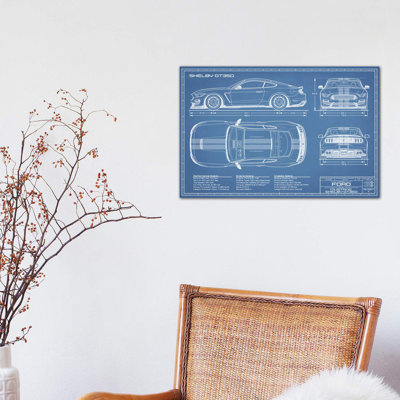Shelby GT350 (2015-2019) Blueprint by Action Blueprints - Wrapped Canvas Print