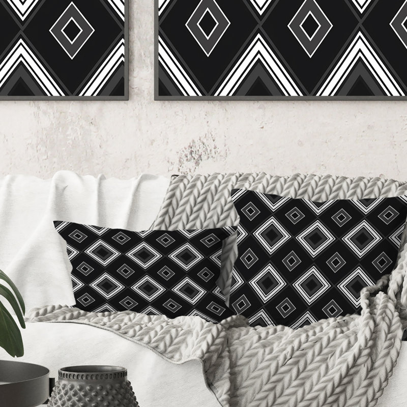 Coussin lombaire moderne noir et blanc I