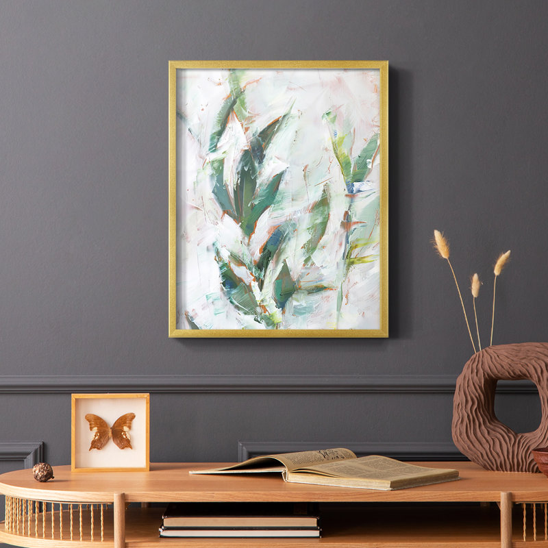 «Tropical Foliage Study II», reproduction encadrée - bois massif, Or, H 28 po x l 22 po