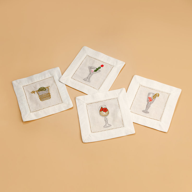 Serviettes de cocktail brodées Stemware