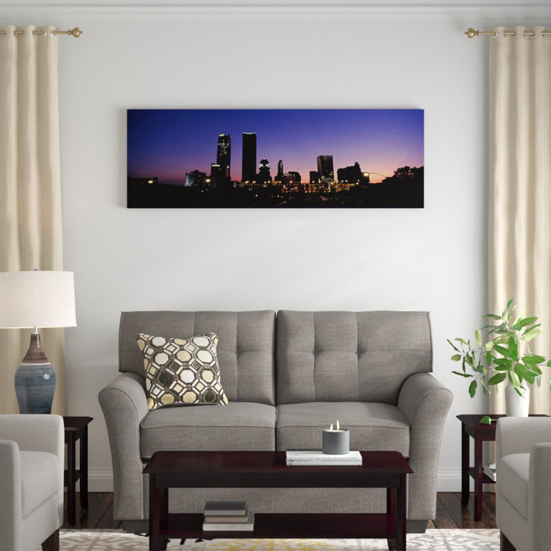 «Downtown Skyline at Night, Oklahoma City, Oklahoma, USA», reproduction de photo sur toile, H 20 po x l 60 po x P 1,5 po