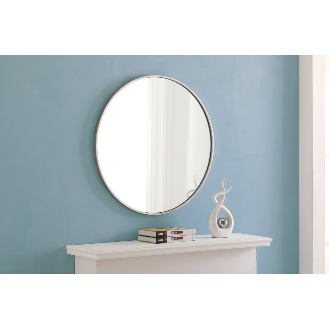 Sabine Metal Round Wall Mirror RE/FINE™ Size: 18" x 18" Finish: Silver