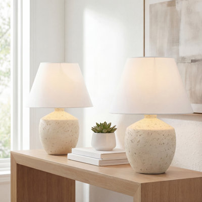 Myron 18" Minimalist Scandinavian Concrete Effect Resin/Iron LED Table Lamp