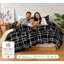 Microfiber Chequered Duvet Cover Set-130398404