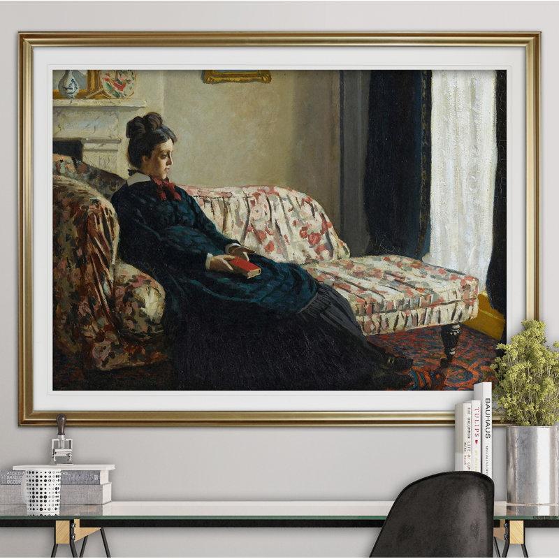 « monet canapé » par claude monet print, H 28 po x l 38 po x P 1,5 po, Cadre doré