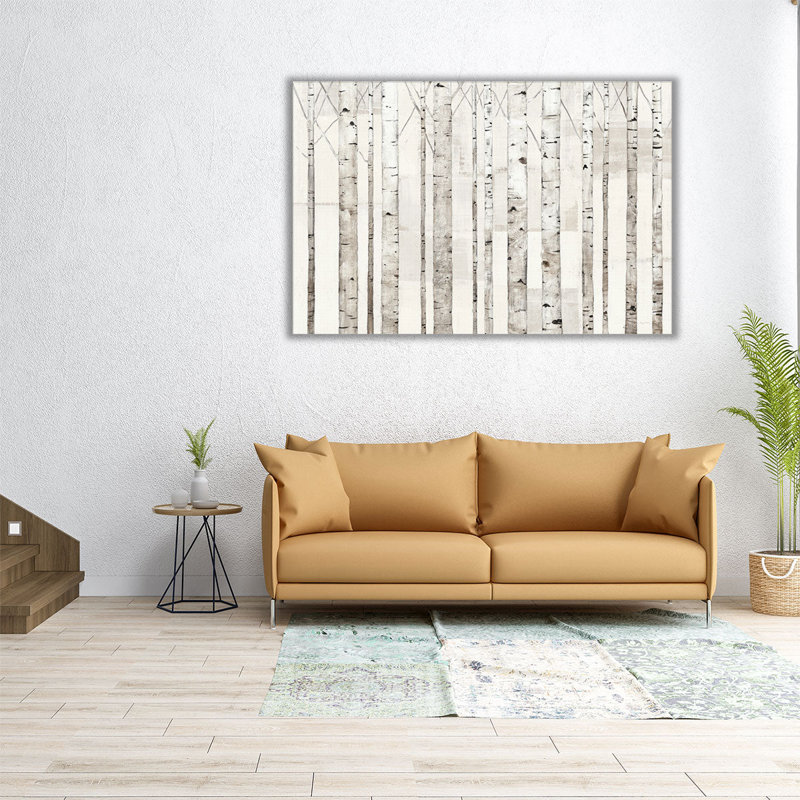 «Birch Tree», art mural sur toile | Bouleaux sur fond blanc, H 20 po x l 30 po