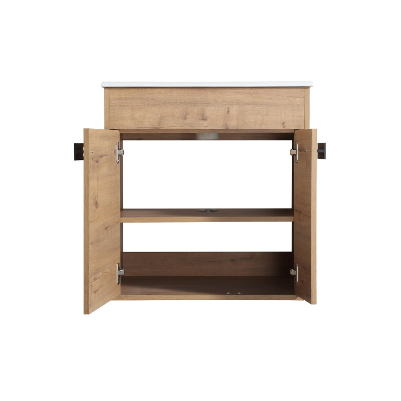 Ensemble de meuble-lavabo simple 24,09 po avec plateau en céramique Jainub