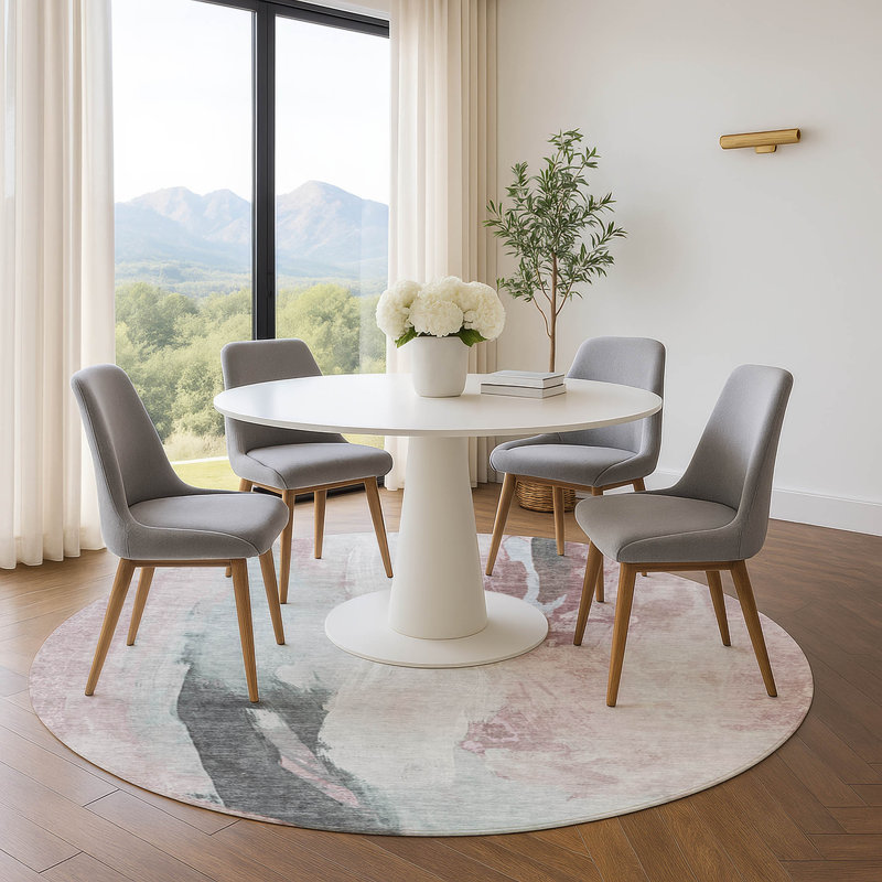 Premium Machine Washable Mouton Abstract Rug, Round 8'