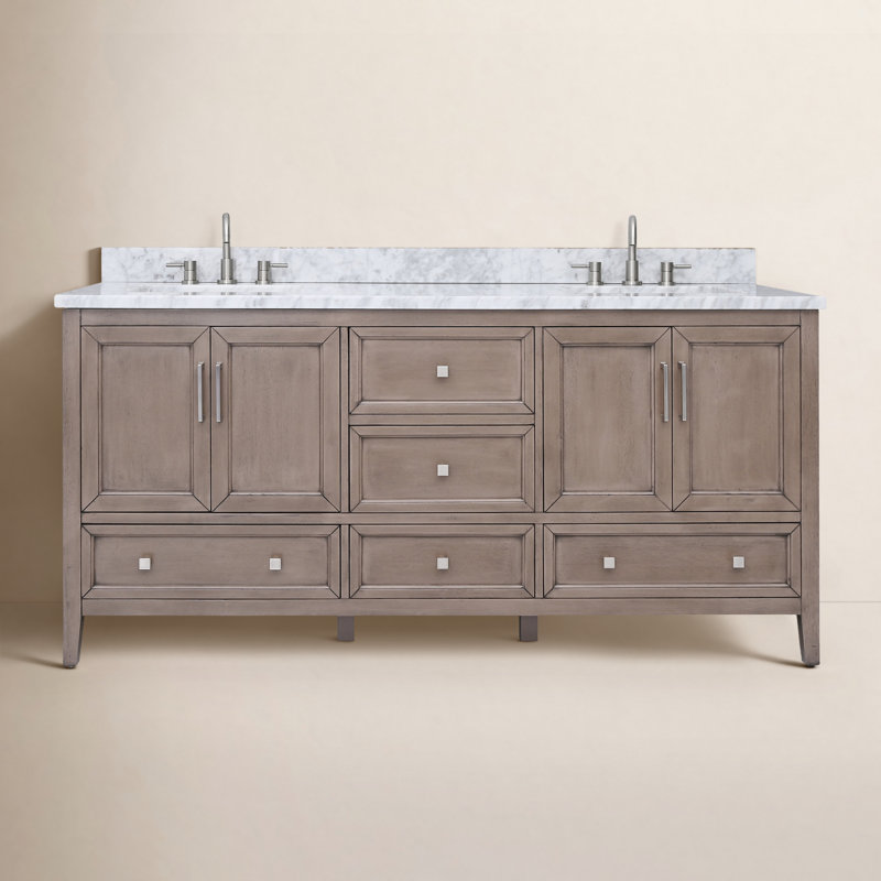 Everette 73'' W Double Vanity, Gray Oak