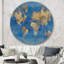 Bleu doré, carte du monde - peinture, cercle métallique-48166598