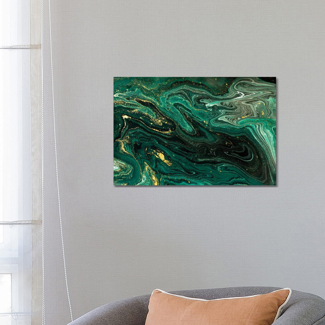 Shimmer Green Marble by EnShape - Wrapped Canvas Print