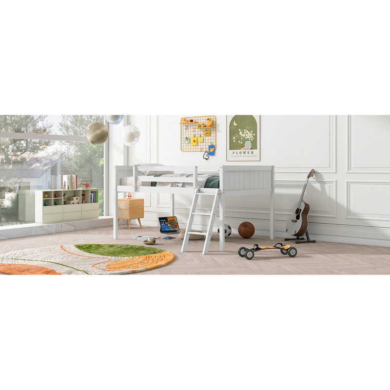Lit mezzanine double en bois pleine grandeur avec lit flexible - chambre à coucher essentielle pour la chambre et l'élégance des adolescents