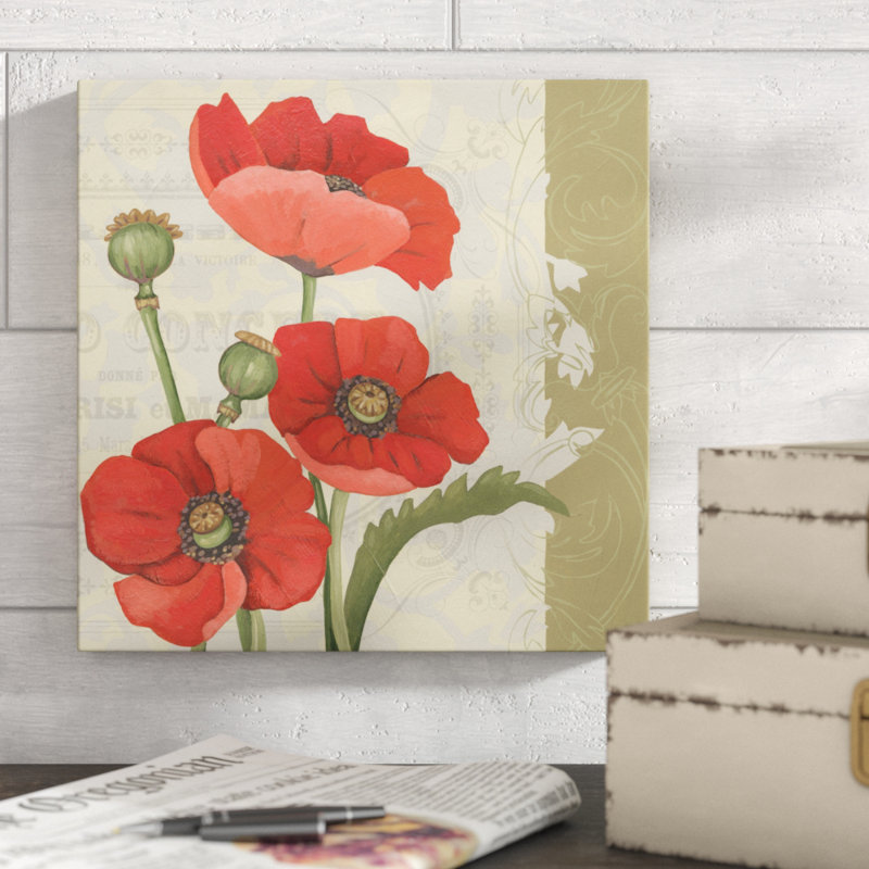 «Paris Poppy II», peinture sur toile, H 12 po x l 12 po