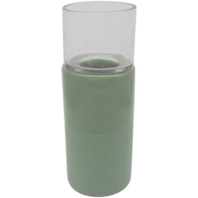 Bougeoir en verre et en céramique