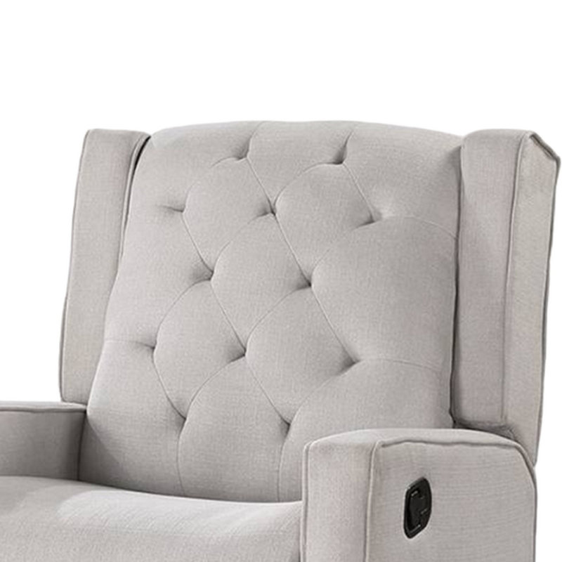 Manie Swivel Glider Manual Recliner, Solid Wood, Light Grey Burlap, Light Grey