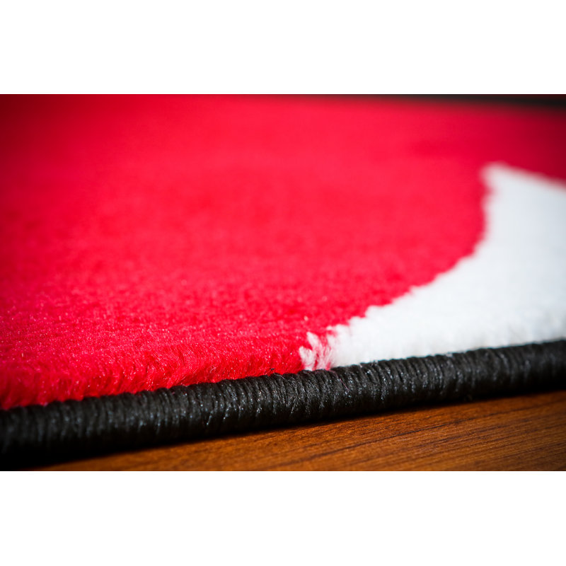 Tapis à motif abstrait rouge Dossantos, Rectangle 6 pi 6 po x 9 pi 2 po
