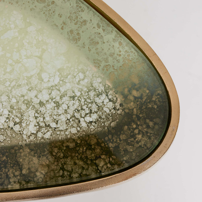 Jan Glass End Table,  Taupe Top/Champagne Base