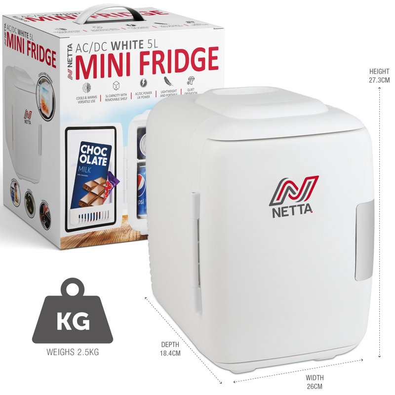 NETTA 5L Mini Fridge - For Bedroom, Skincare, Office with Cooling And Warming Function, White