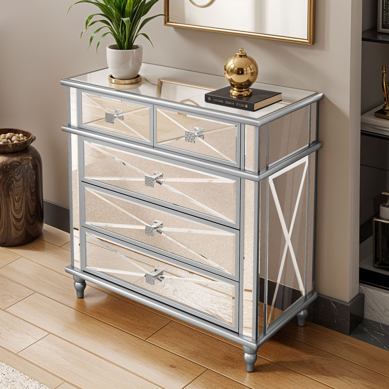Commode décorative Khaleelah, Argent / champagne / or
