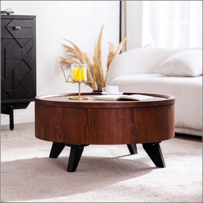 Table basse ronde de 30,71 po avec rangement dissimulé
