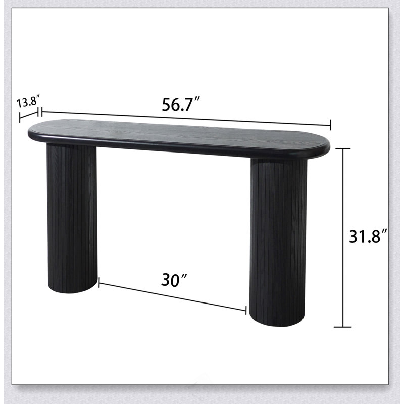 Console en bois, console noire moderne, table d'entrée l cannelée de 56 po Table console étroite Table de couloir moderne Canapé moderne pour le salon
