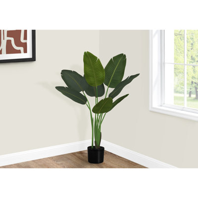 Tall Artificial Bird Of - 44" Indoor Greenery With Foam Filler In Black Pot Faux Tree Decorative Plant Leaves 5" No Maintenance Required