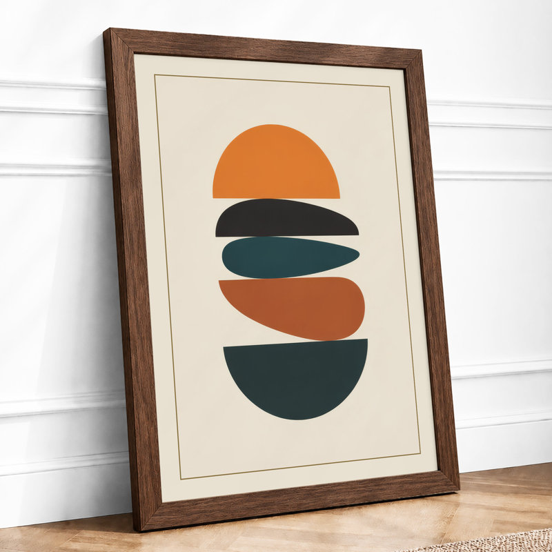 Balanced Forms Geometric - Framed Print, A4 - 29.7 x 21.0 cm, Walnut