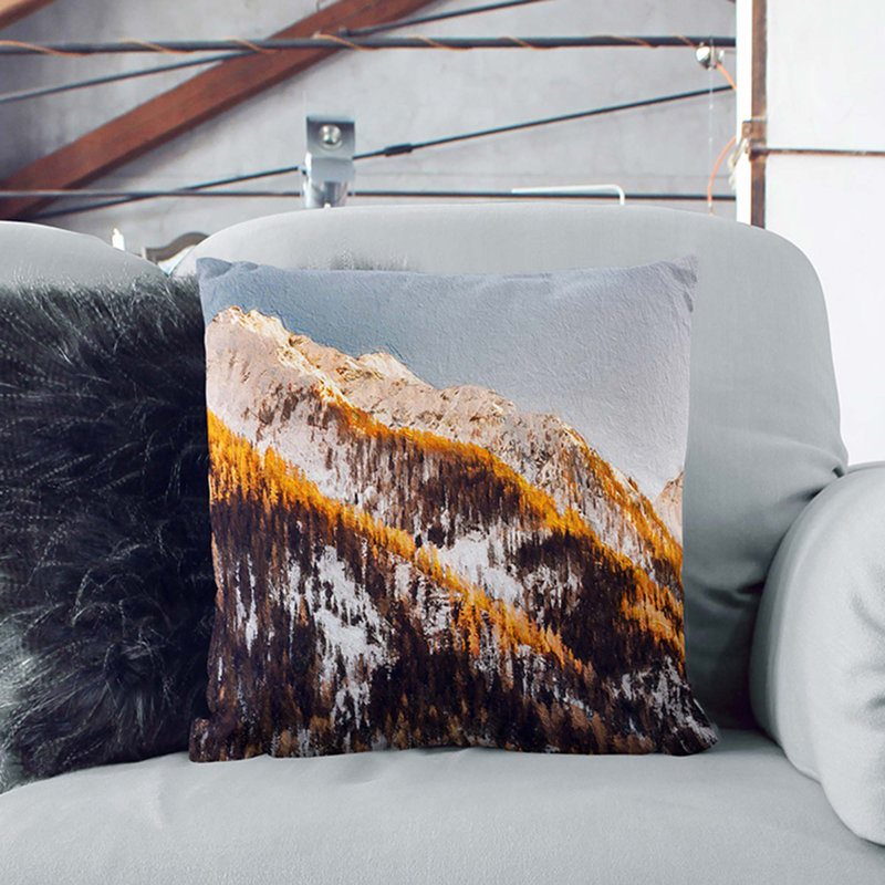 Winter in the Mountains Cushion with Filling, White, 40cm H x 40cm W x 15cm D