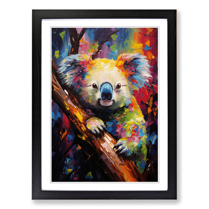 Koala Bear Expressionism Art - Framed Print, 64cm H x 46cm W, Black Framed