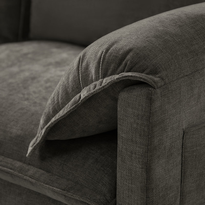 Canapé modulaire avec repose-pieds et accoudoirs en forme d'éléphant Herrick, Polyester gris foncé