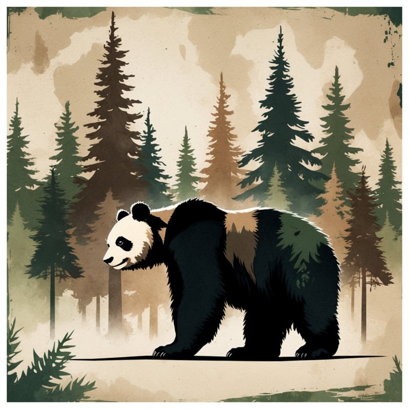 Tapis de bain Panda Forest Illustration, L 34 po x L 21 po