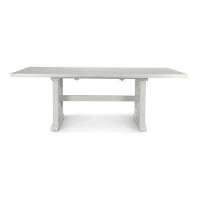 Miramar - Table de salle à manger à tréteaux extensible avec rallonge autoportante (78 po à 96 po) - Finition sable et blanc éclatant
