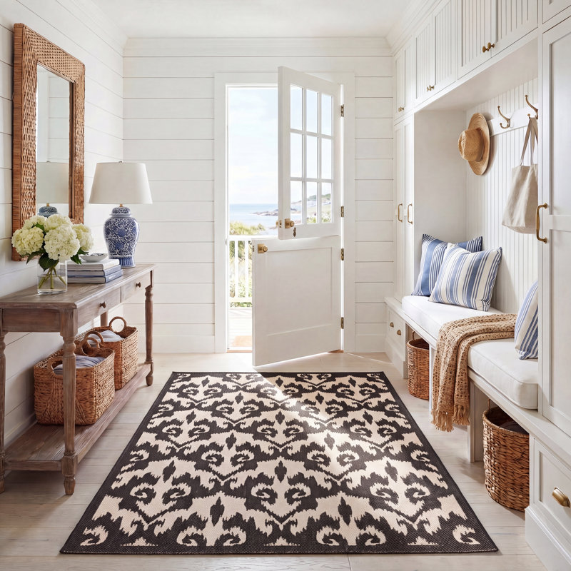 Detisha Performance Damask Rug, Rectangle 5'3" x 7'7"
