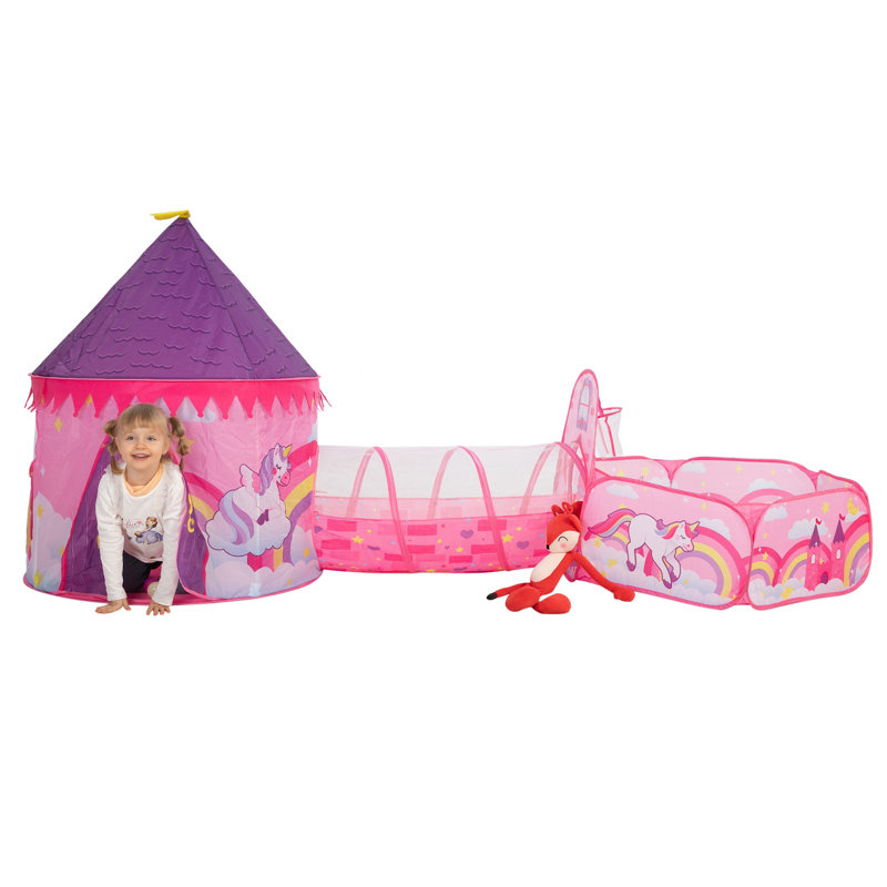 Tente de jeu escamotable en polyester 41,5 po x 41,5 po intérieur / extérieur avec tunnel et aire de jeu